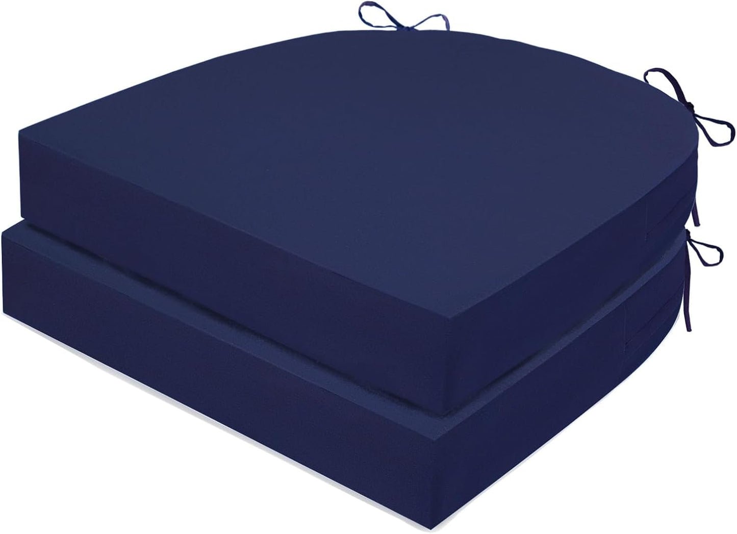 Outdoor Chair Cushions Set of 2, Waterproof Foam Patio Seat Cushions with Ties for Garden Sofa & Dining Furniture, 3-Year Color Fastness, 18x18x3 Inch, Blue
