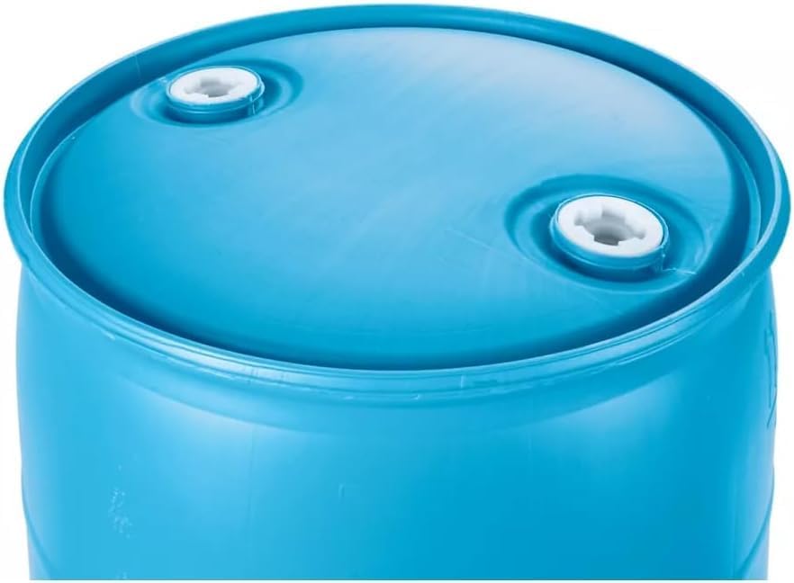 30 Gallon Blue Water Barrel | Solid Mold |2 Inch Bung Holes, Good for Long Term Drinking Water Use | BPA Free. Made in USA