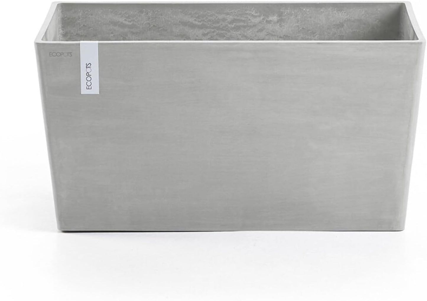 Ecopots Paris Durable Modern Rectangular Indoor/Outdoor Recycled-Based Composite Flower Planter, White Grey, 23.5"