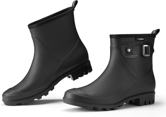 HISEA Women's Ankle Rain Boots Waterproof, Fashion Short Garden Shoes Anti-slip for Women with Comfortable Insole