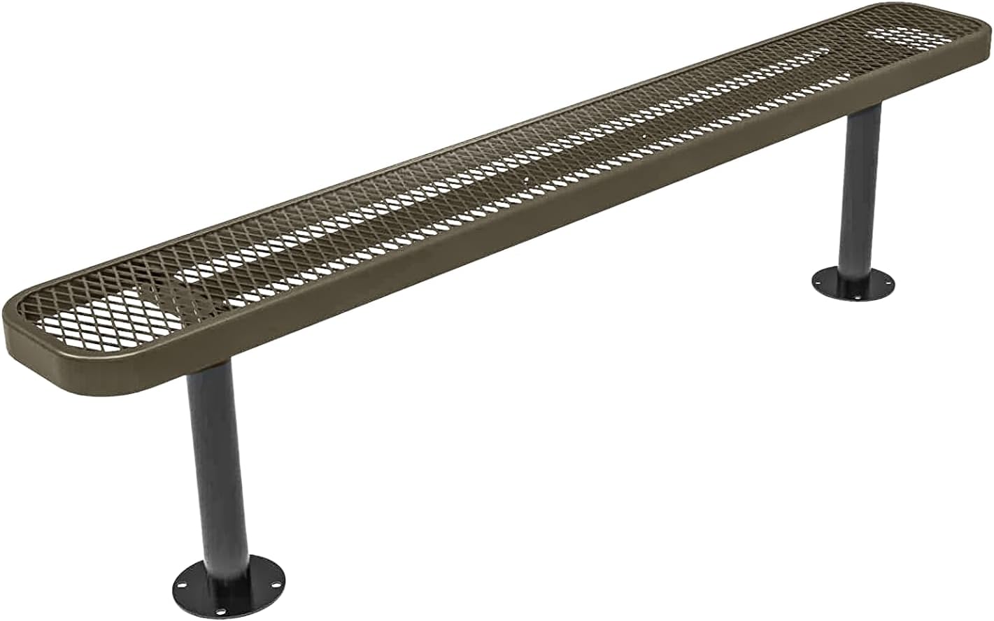 Heavy-Duty Outdoor Bench Thermoplastic Coated, Expanded Metal, Commercial-Grade Seating, Made in America (Surface Without Back, 6 Ft, Textured Gold Vein)