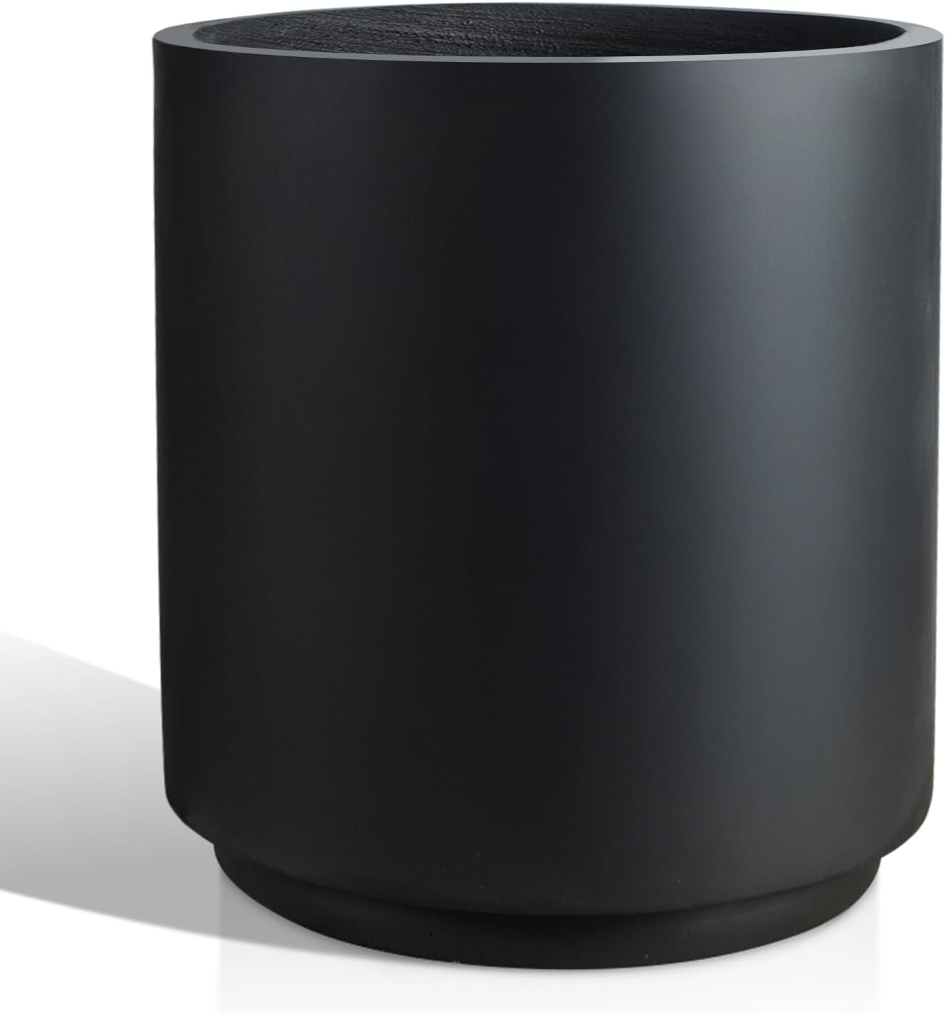 Round Concrete Planter Outdoor Indoor, Large Cement Plant Pots for Flowers (Black, 12 inch)