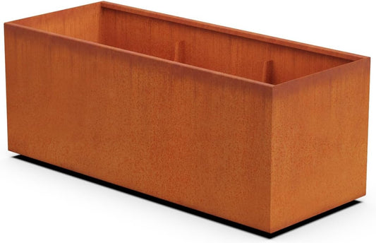 Extra Large Corten Steel Planter 60x24x24 | Large Rectangular Planters for Outdoor Plants & Modern Landscape Design | Heavy Duty Metal Planter Box