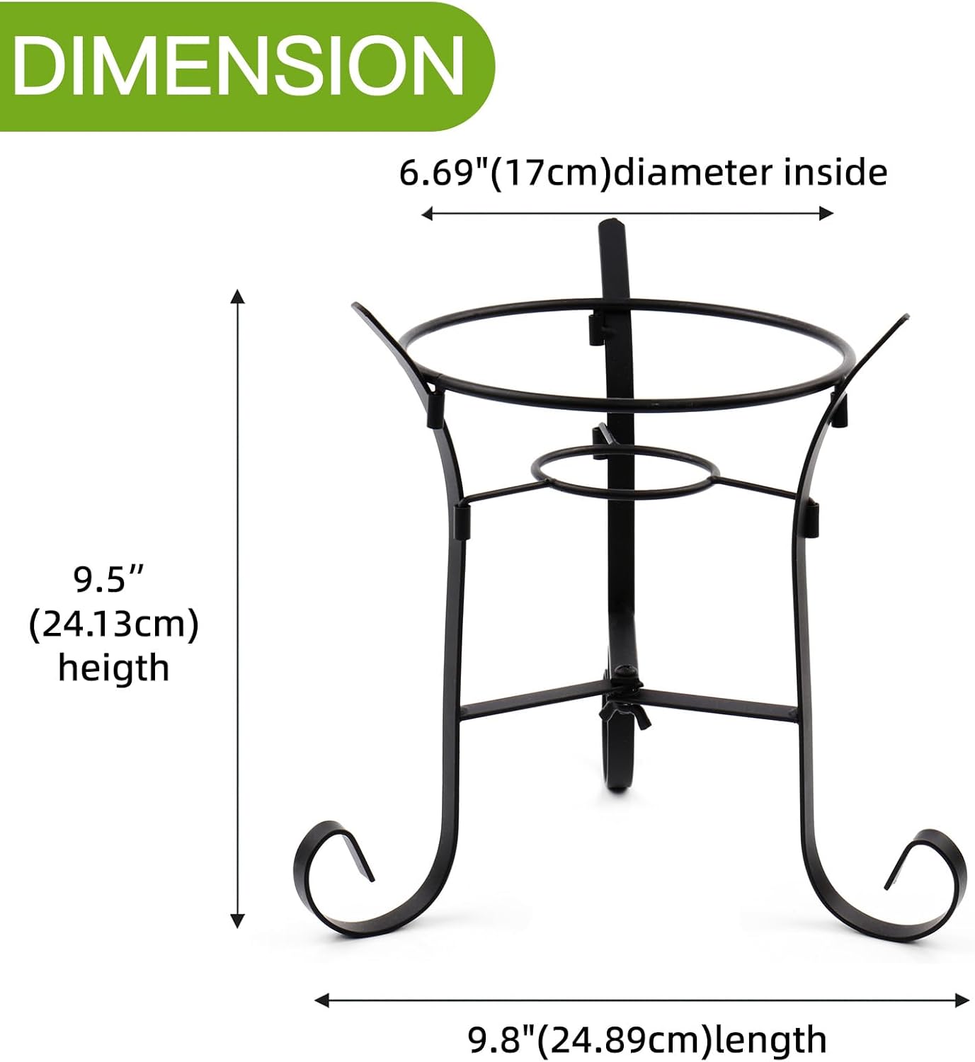 VOREEN 10" Gazing Ball Stand, Metal Gazing Globe Stand for 8-12 Inch Garden Gazing Globe, Outdoor Décor Garden Yard Accessories, Black