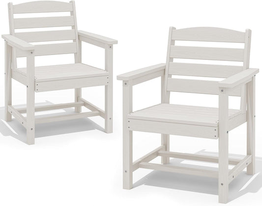 SERWALL Patio Dining Chair Set of 2, White