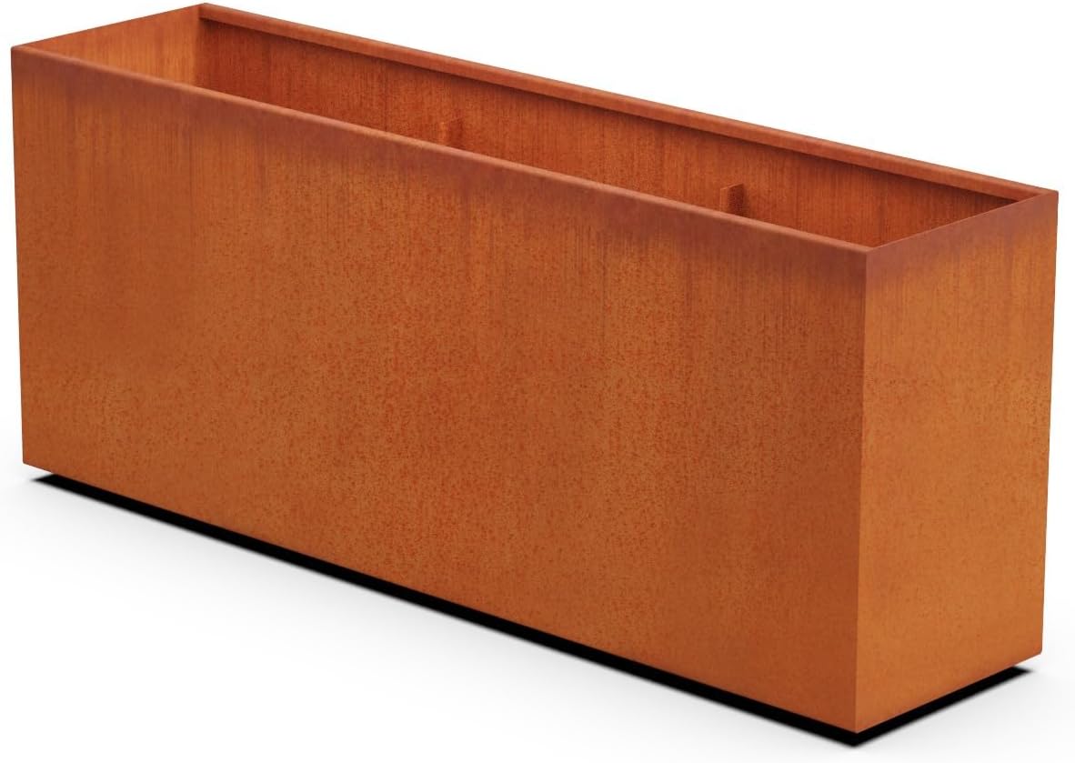 Large Rectangular Planters for Outdoor Plants 72x18x30 | Corten Steel Planter Box for Patios & Landscapes | Extra Large Outdoor Planters for Creating Privacy & Garden Dividers