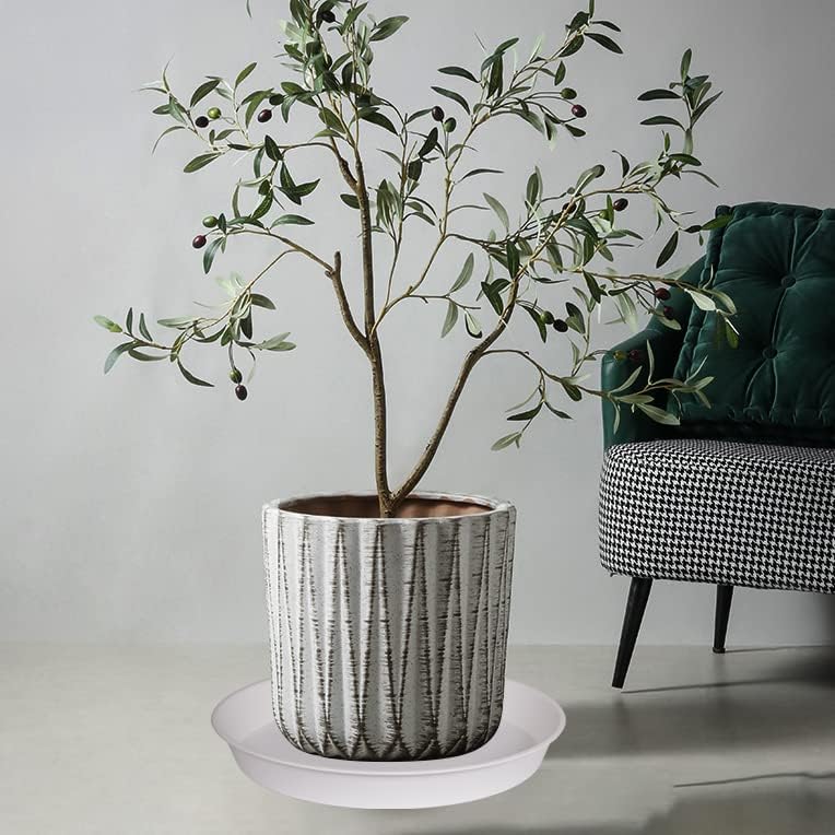 3 Pack of 26 inch Plant Saucer, 4.2" Depth Tray, Large Deep Garden Plastic Flower Planter Plant Trays for Indoors Outdoor Bath Bath (26", Creamy White)