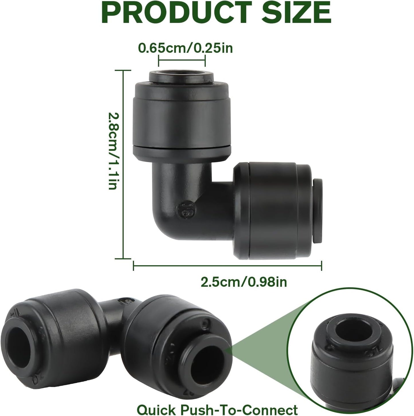 Kalolary 30PCS Quick-Connect 1/4" Drip Irrigation Tee Connectors Universal 90 Degree Elbow Fitting for 1/4 Inch Irrigation Tubing Irrigation Connectors for Drip or Sprinkler System