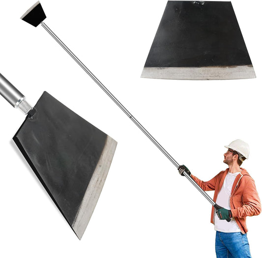 84" Garden Shovel Cleaning Floor Scraper, Weed Removal Tool, Long Handle with Heavy Duty Sharp Blade for Ice Roof Back Yard Sidewalk Grass Walls Glass Tile Painting Stripping Tools