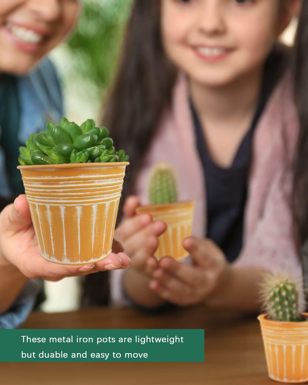 vensovo 4 Inch Orange Metal Rustic Flower Pots - 6Pcs Small Galvanized Planters with Drainage Hole and Rubber Plug, Rustproof Metal Bucket Plant Pots Farmhouse Vintage Style for Decor