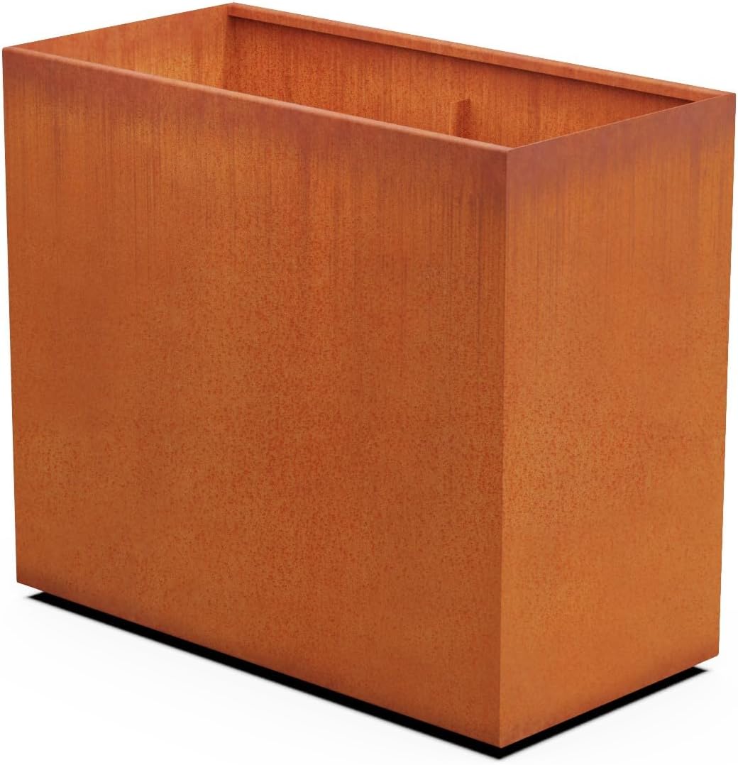 Large Rectangular Planters for Outdoor Plants - 48x24x42 Corten Steel Planter | Extra Large Metal Planter Box for Patio Privacy Screen & Modern Landscapes | Fully Assembled & Made in USA