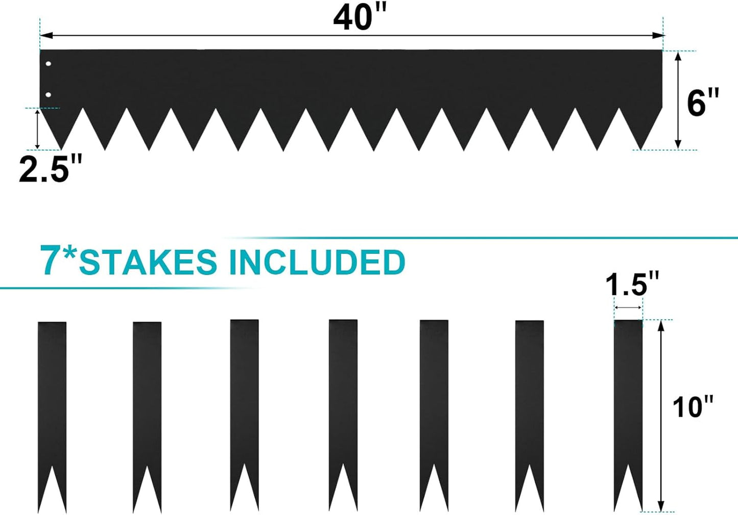 Metal Landscape Edging 40 Inch Strips, Metal Edging 6 Inch Depth, 6 Pack Hammer in Garden Edge, Metal Landscape Edge, Steel Edging for Landscaping