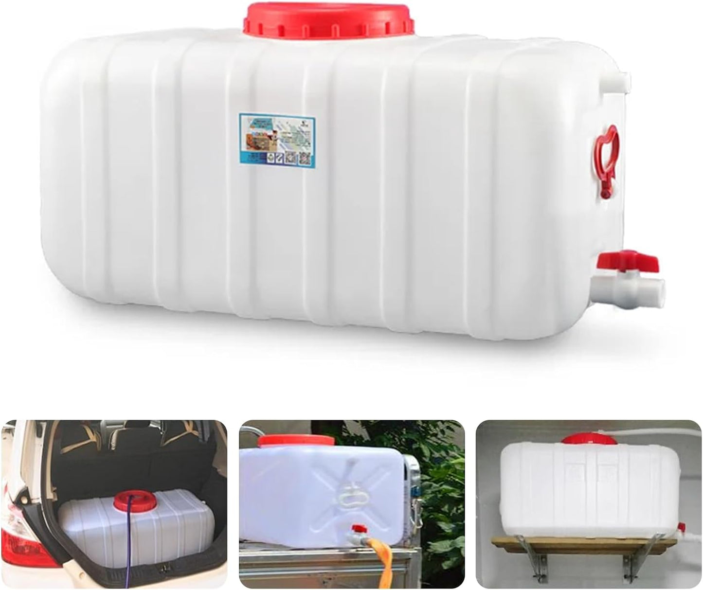 Heavy Duty Water Container Plastic Water Storage Carrier with Tap 50l 80l 110l 200l Water Tank Water Bottle Dispenser for Camping Caravan Hiking Outdoor(Size:200L)