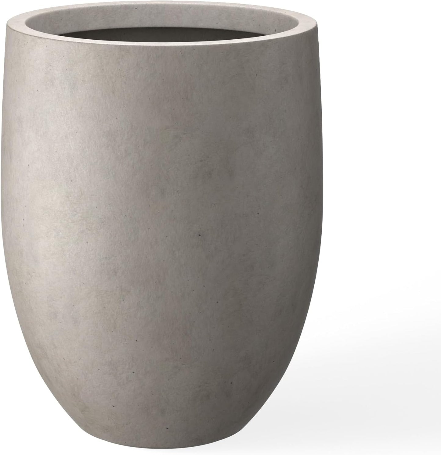 Kante 21.7" H Stone Gray Concrete Tall Planter, Large Decorative Garden Pot with Drainage Hole and Rubber Plug for Outdoor Indoor Plants, Modern Round Style for Home and Garden