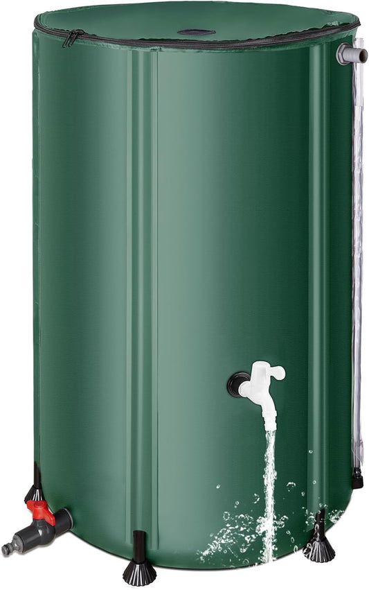 Rain Barrels to Collect Rainwater from Gutter - Rain Collection Barrel Water Barrel Rainwater Collection System Collapsible Rain Barrel Include Filter Two Spigots and Overflow Kit (100 Gallon, Green)