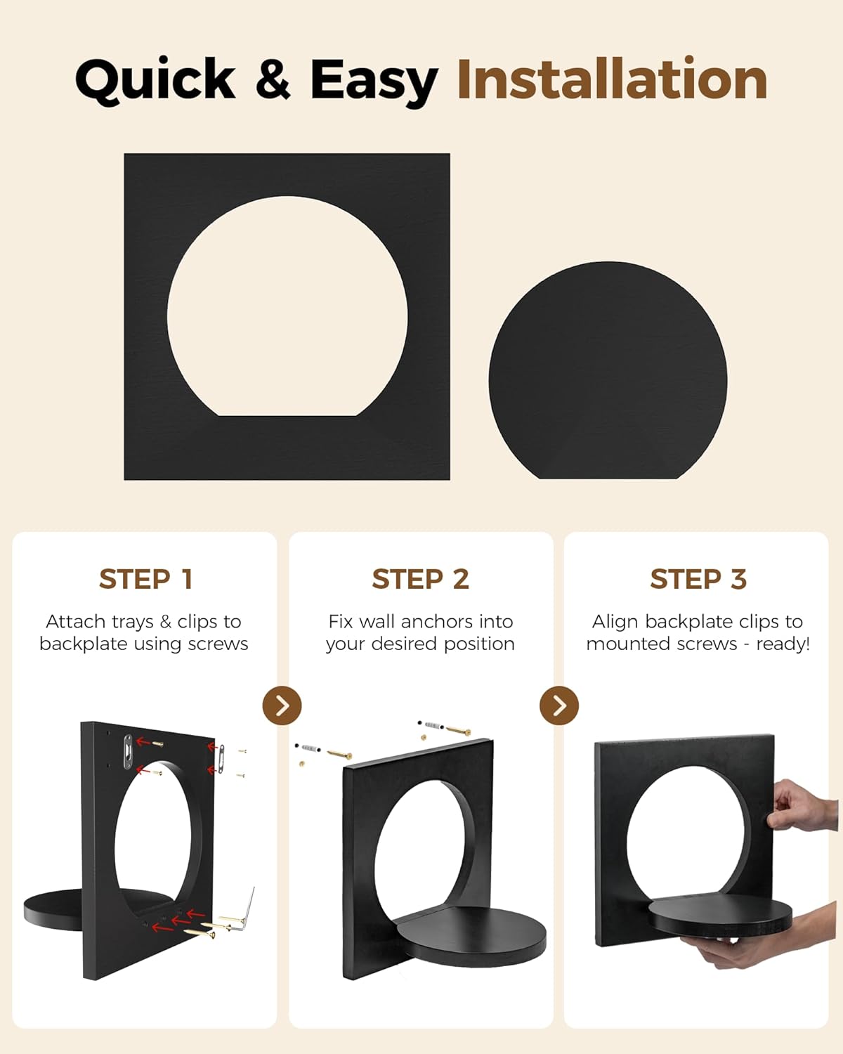 Bamworld Wall Plant Hanger Plant Wall Decor Hanging Wall Planter for Air Plants Succulents Window Plant Shelves Wood Plant Stand for Home, Hallway, Bedroom (Set of 2)