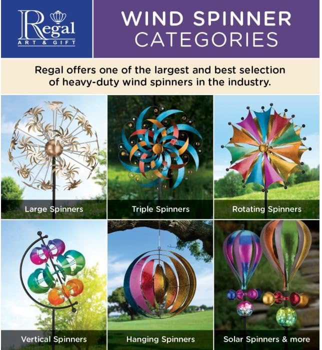 Regal Art & Gift Galaxy Wind Spinner – Metal Yard Decorations Outdoor | Kinetic Garden Spinner for Lawn, Pathway, or Flower Bed | Weather-Resistant Outdoor Sculpture - 32 Inch