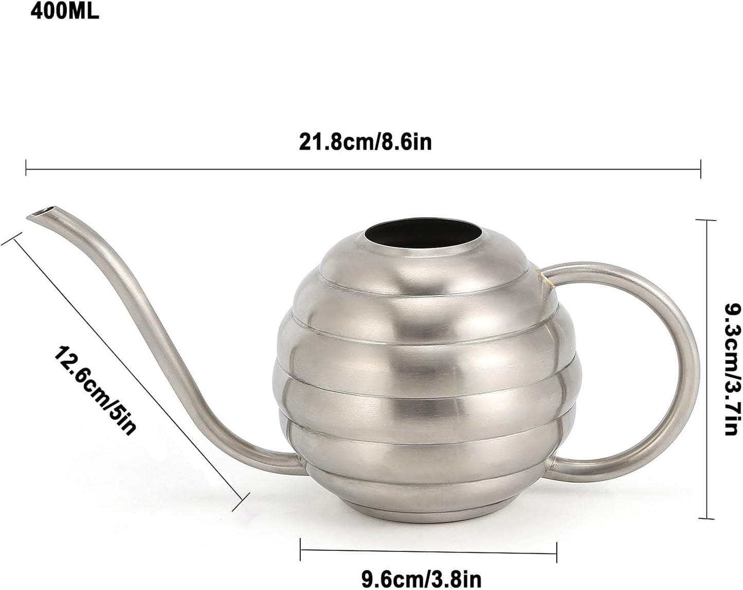 Plant Watering Bottle, 400ml/14oz, Retro Style Watering Can, Matte, Frosted (Silver)