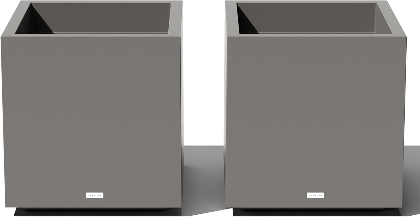 Veradek Block Series Cube Plastic Planter - Large Square Planter for Indoor or Outdoor Patio/Garden | Durable All-Weather Use with Drainage Holes | Modern Décor for Tall Plants, Trees, Flowers