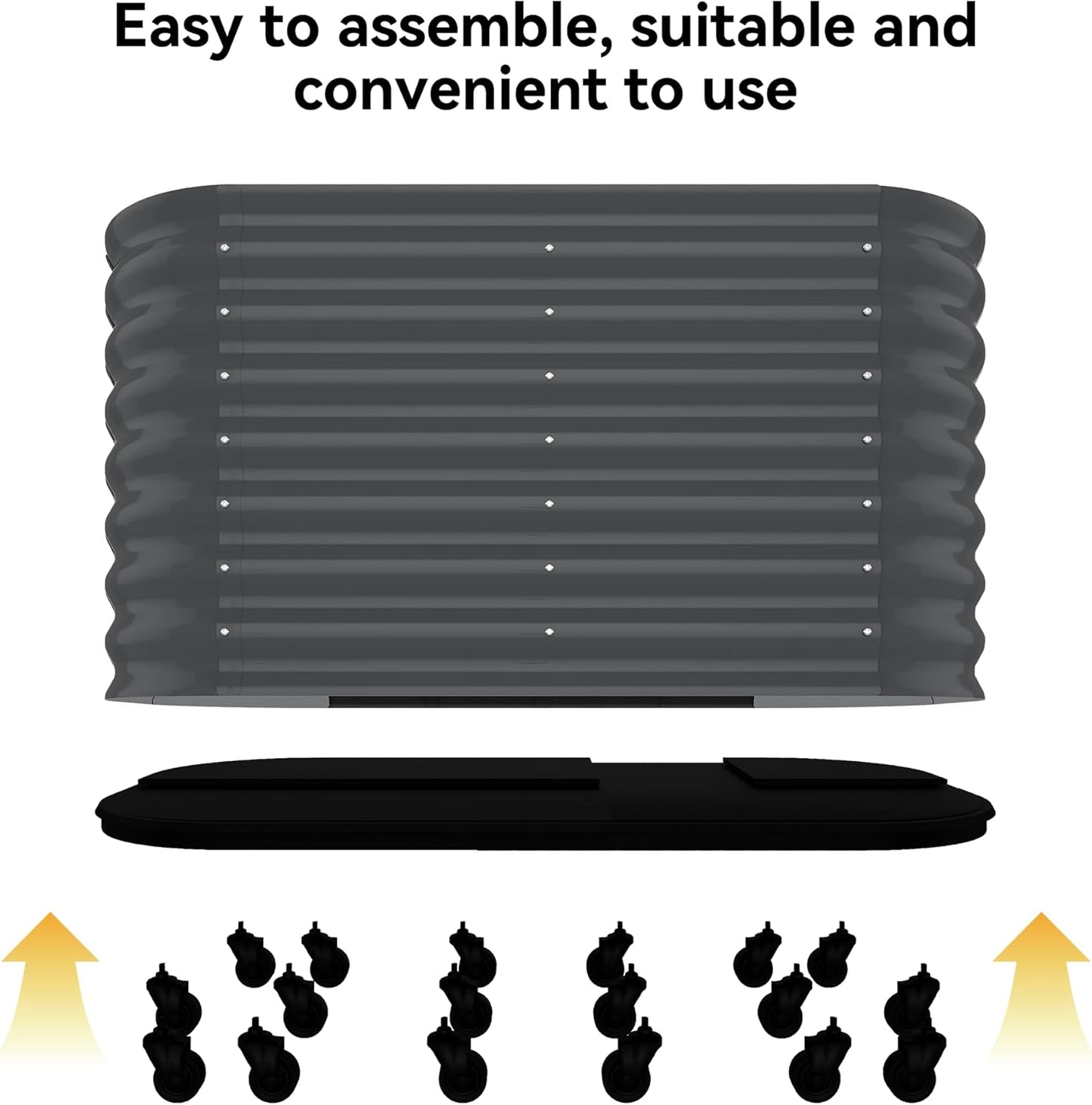 59x24x28in Galvanized Raised Garden Bed with Wheels & Water Reservoir – Durable Outdoor Planter Box, Elevated Raised Beds for Gardening, Portable Garden Box for Indoor/Outdoor Plants, Gray