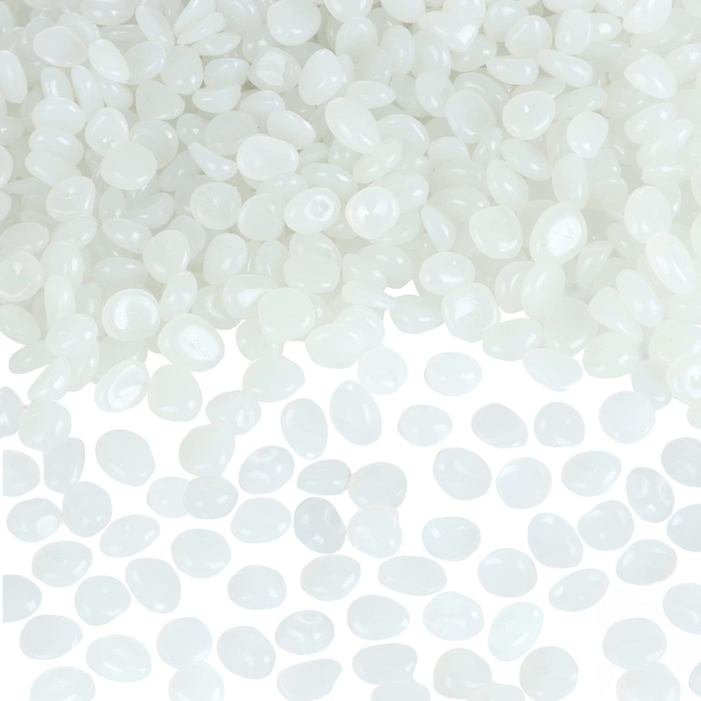 Glow in The Dark Rocks Outdoor Decorative Stones, 1000 PCS White Glows Blue Small Luminous Pebbles for Garden Walkway Fish Tank Aquarium Planter Vase Filler