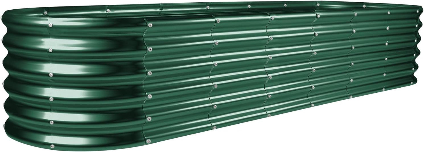 Land Guard 8×2×1.5ft Galvanized Raised Garden Bed Kit, Raised Garden Boxes Outdoor, Oval Metal Raised Garden Beds for Vegetables, Forest Green