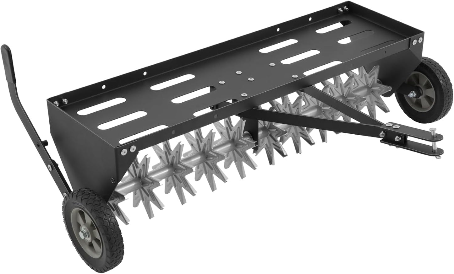 Doniks 40-Inch Tow Behind Plug Aerator with Transport Wheels, Lawn Aerator Tow Behind with Galvanised Steel Tines and Extra-Wide Tow Bar, Pull Behind Aerator for Gardens, Lawns, Farms