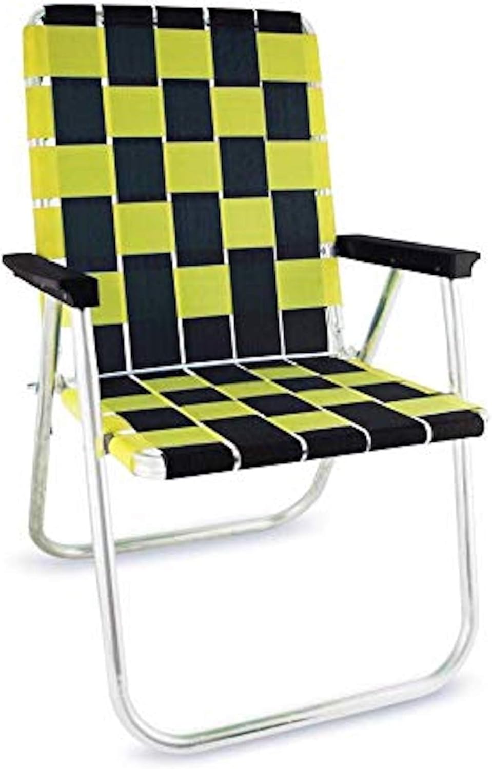 Lawn Chair USA Folding Aluminum Outdoor Patio Lawn Chair | Heavy-Duty Webbed Chairs for Camping, Sports, Beach, Yard & Tailgating | Lightweight Portable | Classic - Black/Yellow