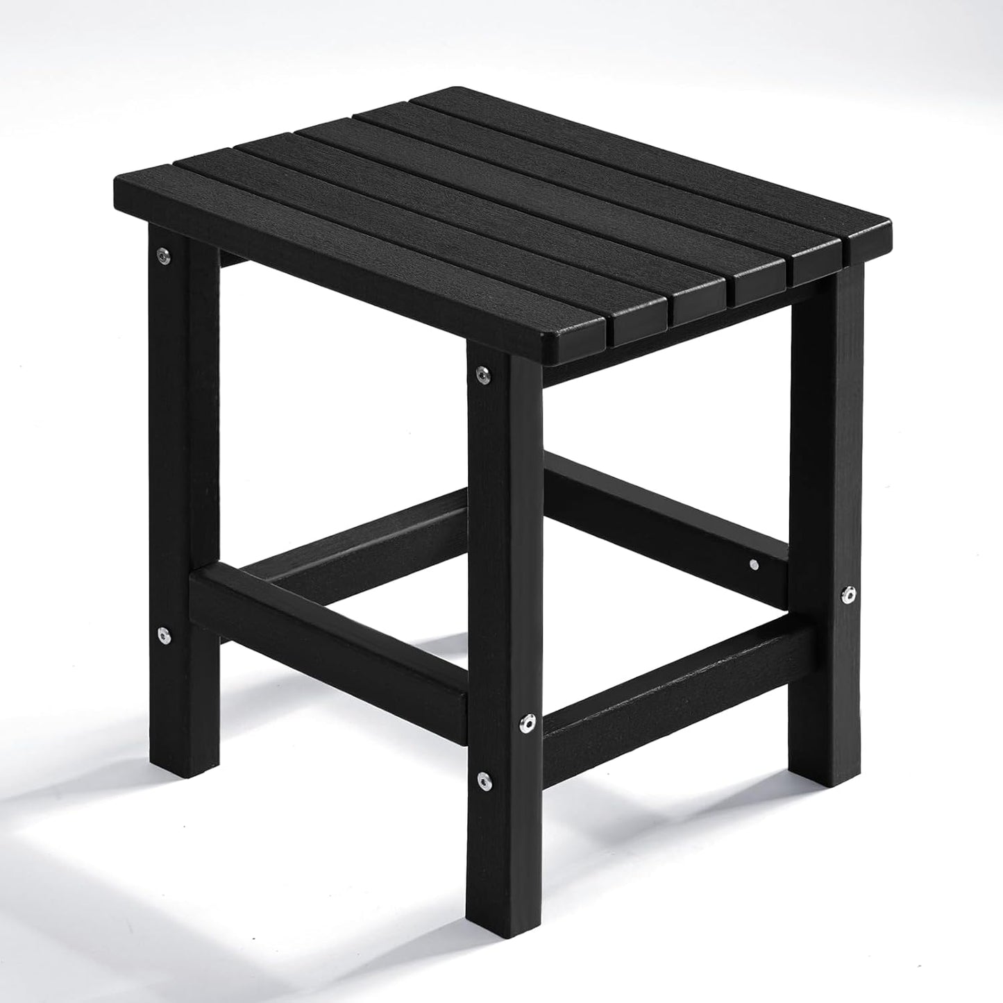 PASAMIC Adirondack Square Side Table, HDPE Outdoor Side Tables, Weather Resistant End Table for Patio, Backyard, Pool, Indoor Companion, Beach, Easy Maintenance (Black)