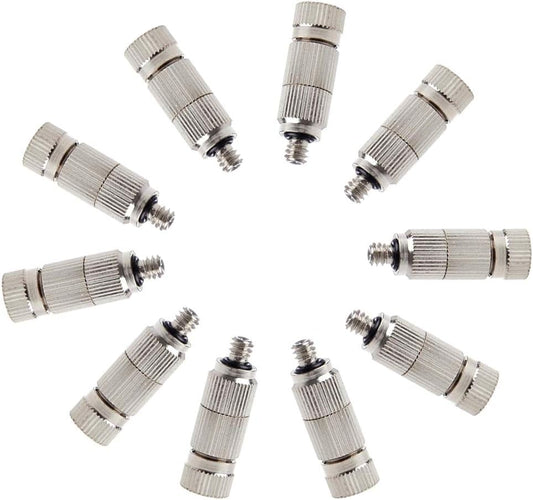Metalwork 10 Pcs Stainless Steel Misting Nozzles For Outdoor Cooling Misting System, High Pressure Anti Drip Cleanable, 3/16" Thread (0.1mm)