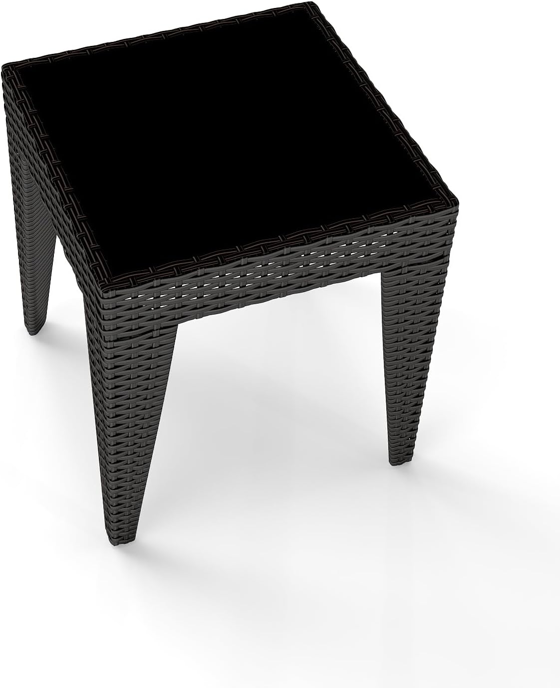 Outdoor Small Patio Table - PE Rattan Coffee Table, Wicker Side Table for Patio, Balcony & Porch, Durable & Iron Frame (1, Rattan Black)