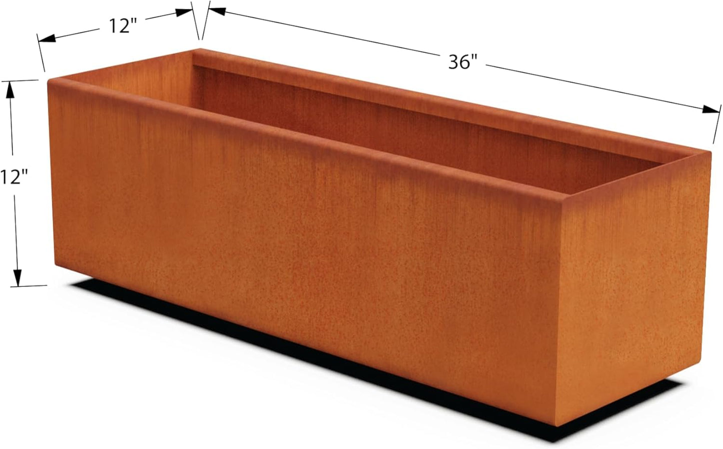 Large Rectangular Planters for Outdoor Plants – 36x12x12 Inch Corten Steel Planter Box | Heavy Duty Metal Raised Garden Bed for Patios & Decks | USA Made & Fully Welded