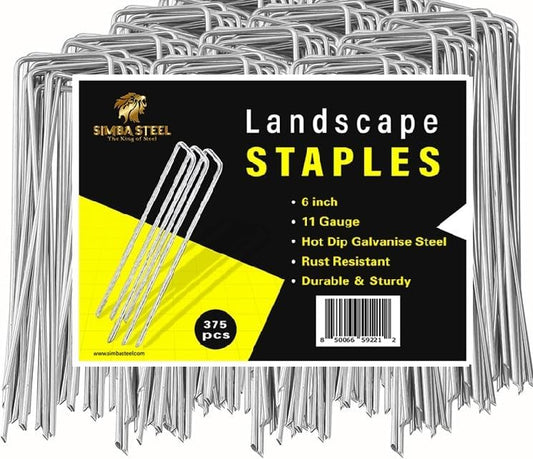 125 Pack x 6 Inch Landscape Staples Galvanised, Fabric Pins, 11 Gauge, Garden Staples, Tent Stakes, Fabric Pins for Lawn, Fence, Tent, Decoration, Weed Barrier, Outdoor. (125 x 6in)