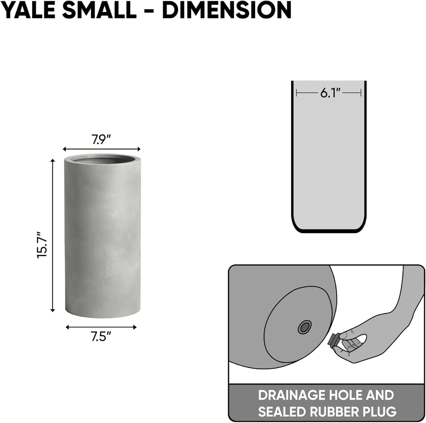 DTY Signature Mount Oxford Tall Outdoor Planter - Small Gray 15.7 Inch Height Modern Tall Planter Pot for Indoor & Outdoor Spaces - Stylish Planter for Contemporary Homes and Gardens