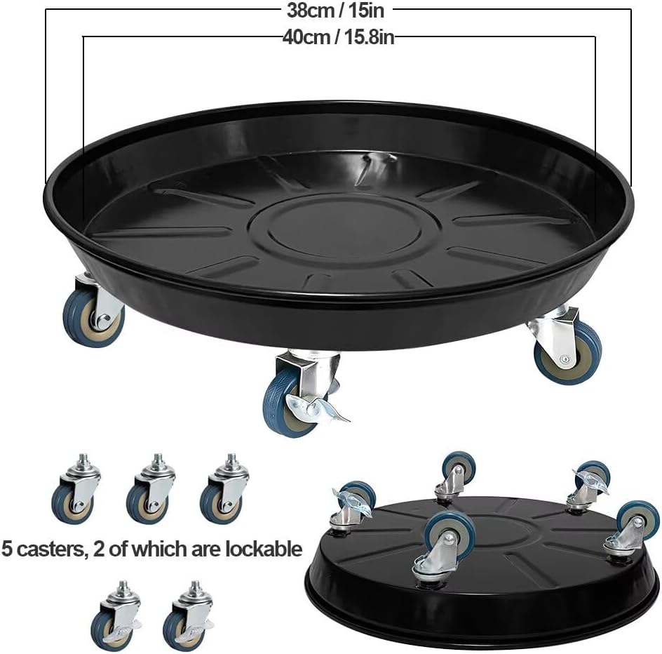 Rolling Plant Caddy Dolly with Wheels, 16" Heavy Duty Plant Stand on Casters for Planters, Wheeled Plant Roller Base for Indoor Outdoor Flower Pot, Black, 1 Pack