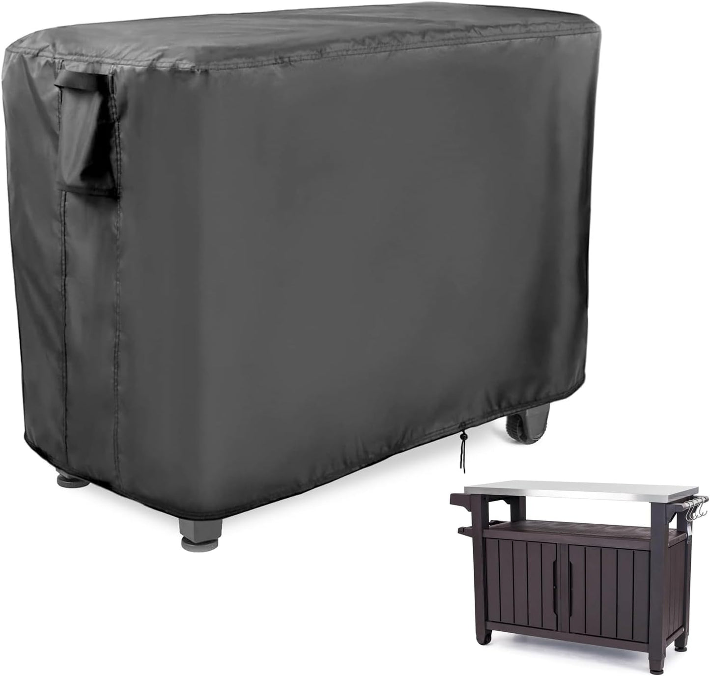 Outdoor 52 in Prep Table Cover for Keter Unity XL Portable Table Rolling Cabinet Bar, Waterproof Dining Cart Cover Heavy Duty Tool Chest Covers, Patio Storage Box Covering Food Prep Station