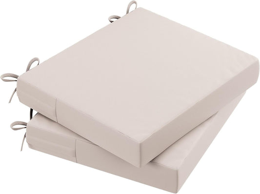 AAAAAcessories Outdoor Seat Cushions for Chairs, Waterproof, Fade-Resistant Patio Furniture Replacement Cushions, 20" x 18" x 3", Set of 2, Khaki Beige