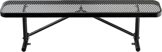 Thermoplastic Coated Iron Park Bench for Outside, Heavy Duty Metal Garden Bench, Expanded Commercial Grade Seating for Shopping Malls, Lawn Yard Porch Entryway (Black without Backrest, 72IN)