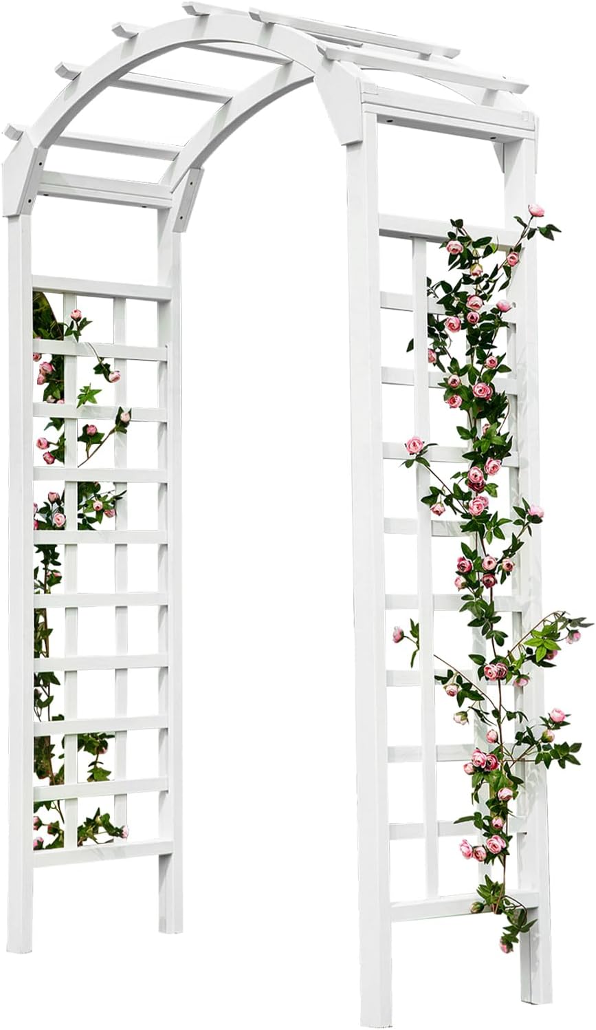Solid Fir Wooden Garden Arch Premium Outdoor Trellis for Climbing Plants, 84.5”H×49.37”W×23.5’’D, Also can be Used for Wedding and Party Decoration