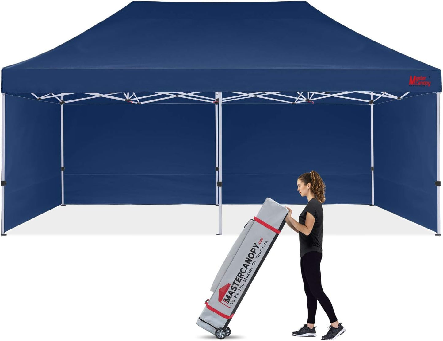 MASTERCANOPY Heavy Duty Pop-up Canopy Tent with Sidewalls (10x20,Navy Blue)