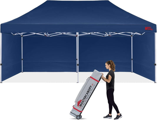 MASTERCANOPY Heavy Duty Pop-up Canopy Tent with Sidewalls (10x20,Navy Blue)