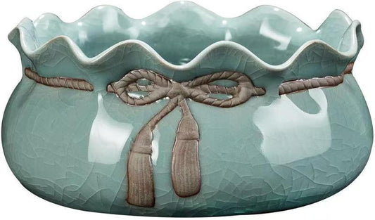 Lotus Bowl Planter, Lotus Bowls for Planting in Water Indoors, Ceramic Planters for Indoor Plants, Thickened Round Planter, for Succulent Plants Leak-Proof Design (Cornucopia)