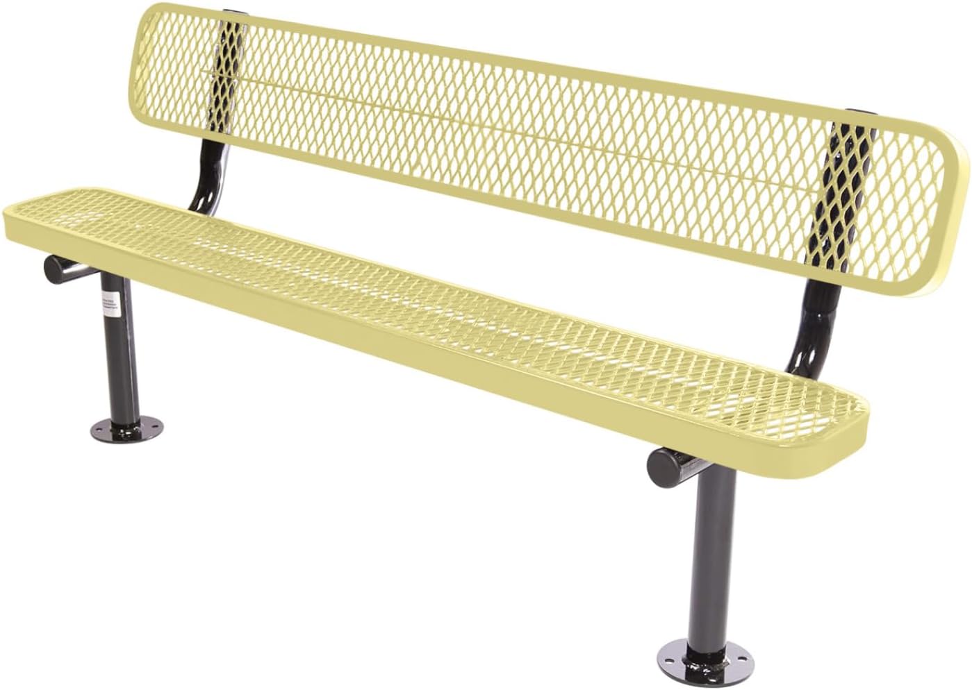 Coated Outdoor Furniture Heavy-Duty Outdoor Bench Thermoplastic Coated, Expanded Metal, Commercial-Grade Seating, Made in America (Surface with Back, 6 Ft, Textured Sandstone)