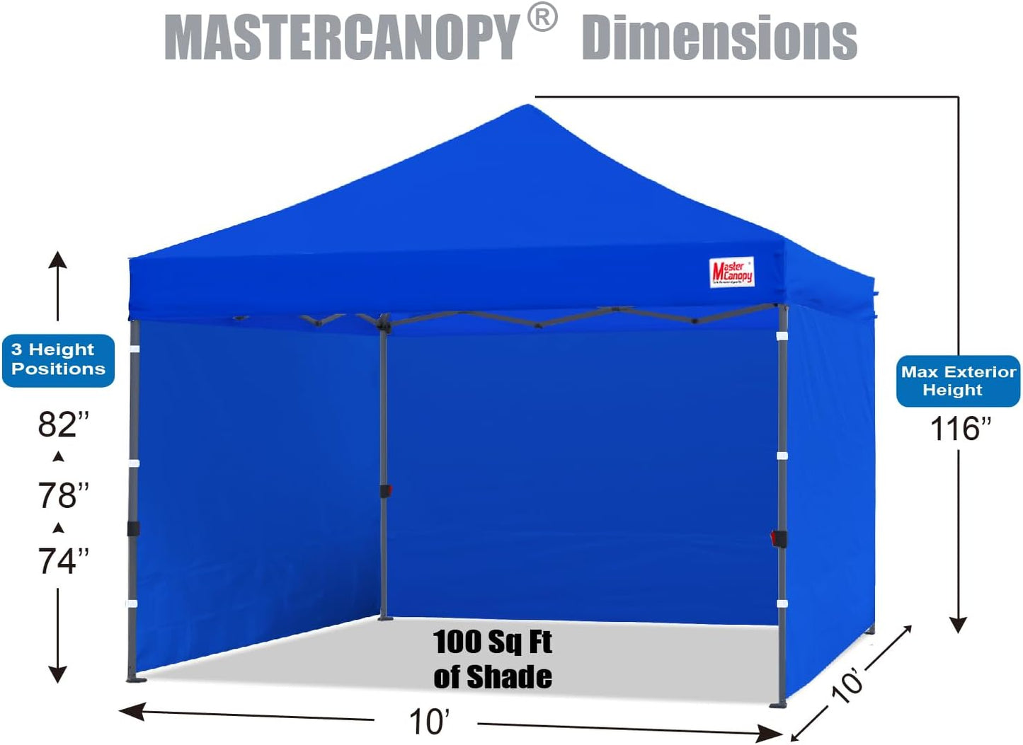MASTERCANOPY Heavy Duty Pop-up Canopy Tent with Sidewalls (10x10,Blue)