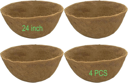 24 InchCoco Liners for Planters 4 PCS Round Basket Shaped Coconut Fiber Replacement Liners