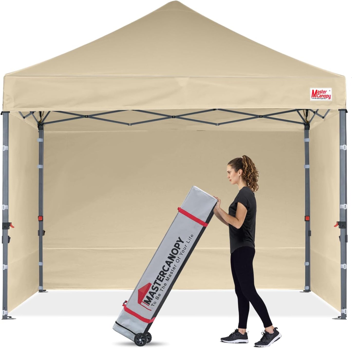 MASTERCANOPY Heavy Duty Pop-up Canopy Tent with Sidewalls (10x10,Beige)
