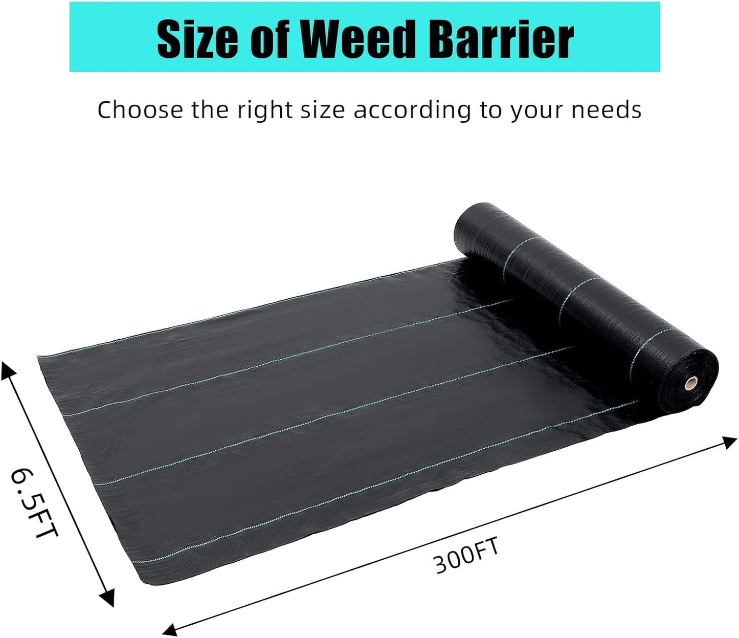 6.5ft x 300ft & 3oz Premium Garden Weed Barrier Landscape Fabric, Durable & Heavy-Duty Weed Block Gardening Mat, Easy Setup & Superior Weed Control, Eco-Friendly & Convenient Design