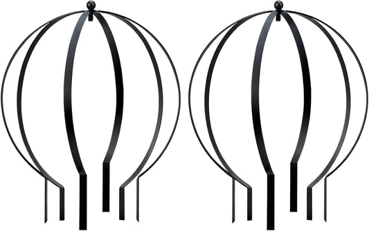2 Pcs Large Metal Trellis Obelisks Sturdy Round Circle Trellis for Climbing Plant Support Indoor Outdoor Potted Vines, Cucumbers & Flowers, Patio Doorway Garden Decor (Black, 18.50 x15'')