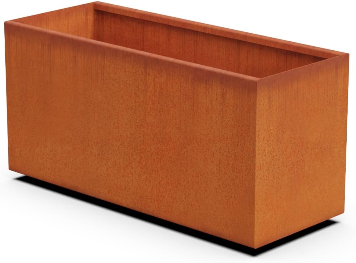 Large Rectangular Planters for Outdoor Plants - 40x16x20 Inch Corten Steel Planter Box | Extra Large Outdoor Planters for Patio & Garden | Heavy Duty Metal Planter, Fully Assembled