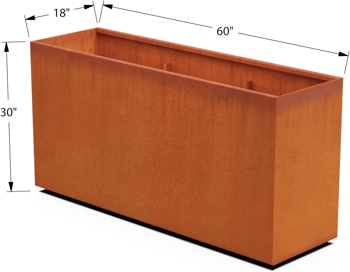 Large Rectangular Planters for Outdoor Plants 60x18x30 | Extra Large Corten Steel Planter Box for Patios & Gardens | Heavy Duty Metal Planter Rectangle, Fully Assembled